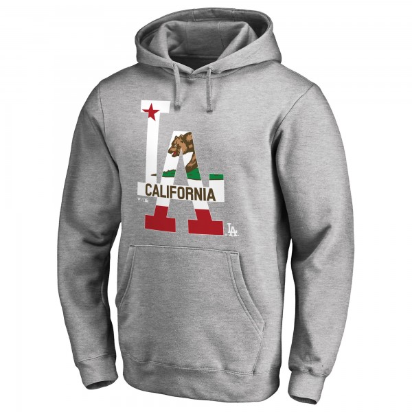 Los Angeles Dodgers Heathered Gray Hometown Collection Cali Flag Pullover Hoodie