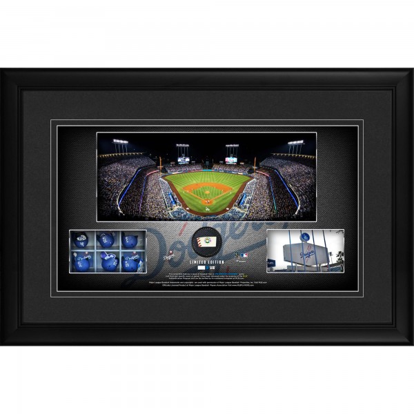 Los Angeles Dodgers Fanatics Authentic Framed 10 x 18 Stadium Panoramic Collage with a Piece of Game-Used Baseball - Limited Edition of 500