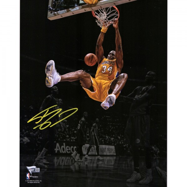 Autographed Los Angeles Lakers Shaquille ONeal Fanatics Authentic 11 x 14 Dunk Spotlight Photograph