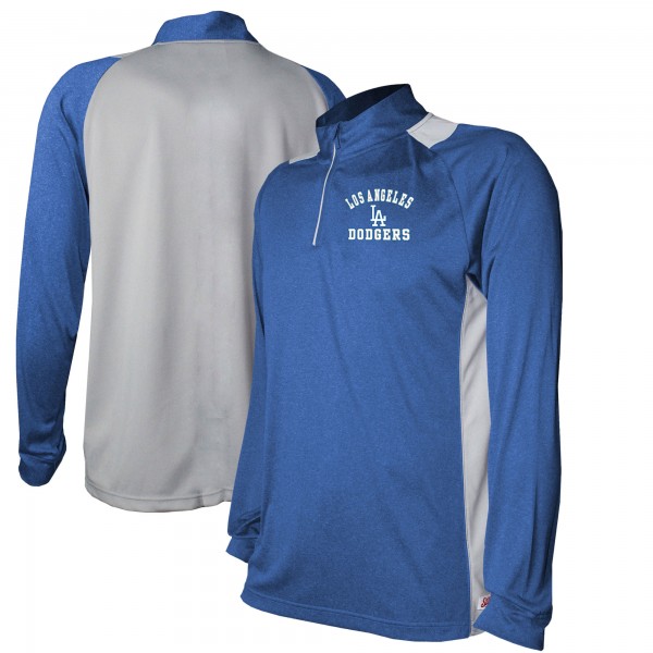 Толстовка на короткой молнии Los Angeles Dodgers Stitches Raglan Sleeve - Heathered Royal/Gray