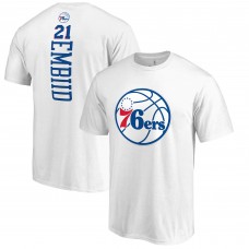 Philadelphia 76ers Joel Embiid White Backer Name & Number T-Shirt