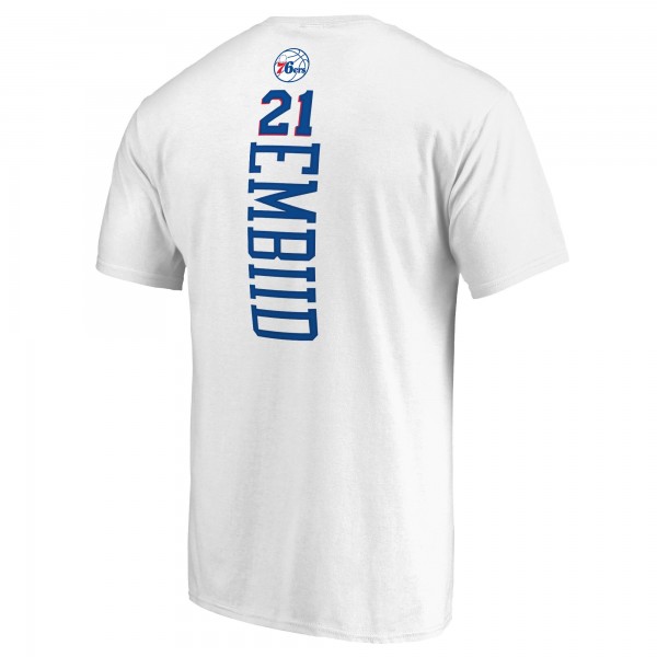 Philadelphia 76ers Joel Embiid White Backer Name & Number T-Shirt