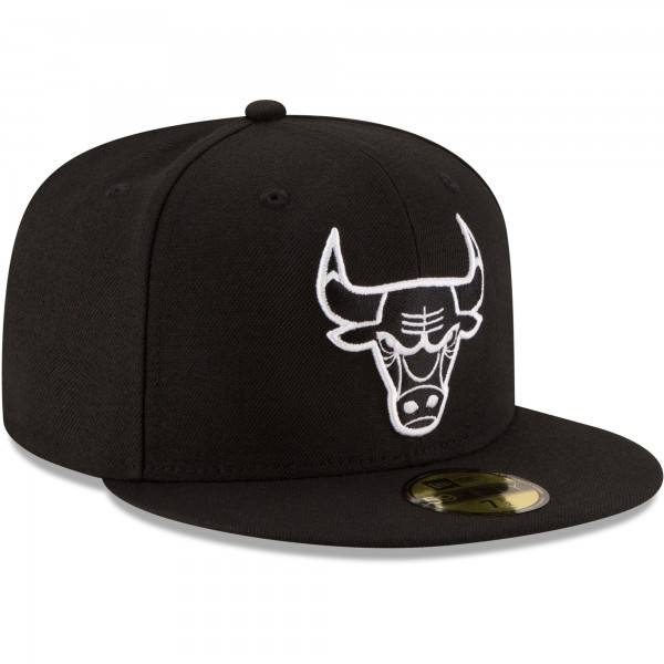 Бейсболка Chicago Bulls New Era Black Black & White Logo 59FIFTY