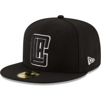 Бейсболка LA Clippers New Era Black Black & White Logo 59FIFTY