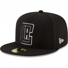 Бейсболка LA Clippers New Era Black Black & White Logo 59FIFTY