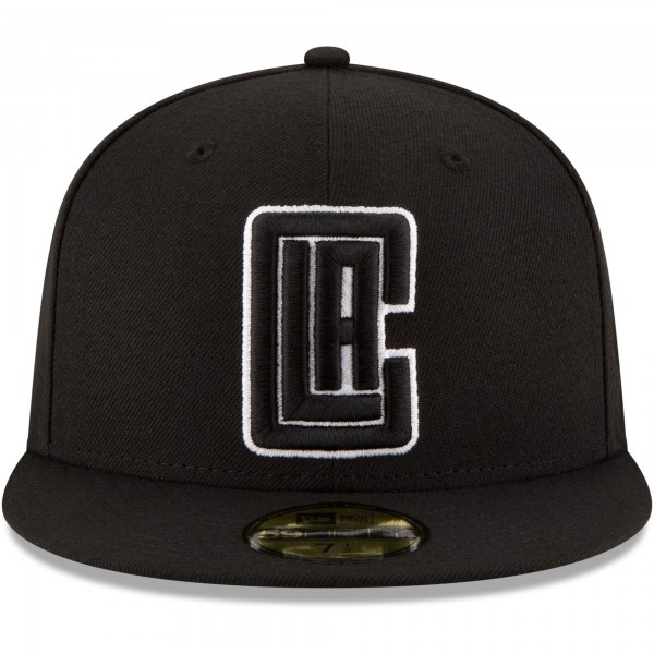 Бейсболка LA Clippers New Era Black Black & White Logo 59FIFTY