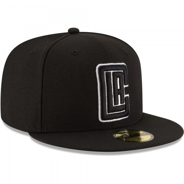 Бейсболка LA Clippers New Era Black Black & White Logo 59FIFTY