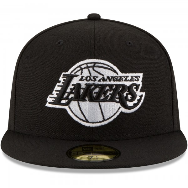 Бейсболка Los Angeles Lakers New Era Black & White Logo 59FIFTY - Black