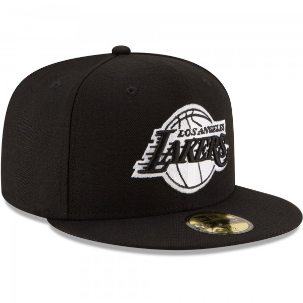 Бейсболка Los Angeles Lakers New Era Black & White Logo 59FIFTY - Black