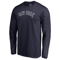 Футболка с длинным рукавом New York Yankees Navy Team Wordmark