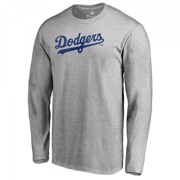 Los Angeles Dodgers Heathered Gray Team Wordmark Long Sleeve T-Shirt