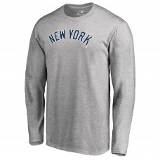 New York Yankees Heathered Gray Team Wordmark Long Sleeve T-Shirt