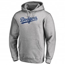 Los Angeles Dodgers Heather Gray Official Wordmark Fitted Pullover Hoodie