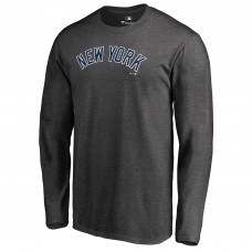 New York Yankees Heathered Charcoal Team Wordmark Long Sleeve T-Shirt