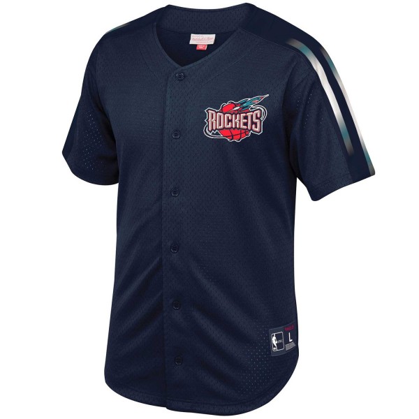Рубашка с коротким рукавом Houston Rockets Mitchell & Ness Winning Team Mesh Button Front - Navy