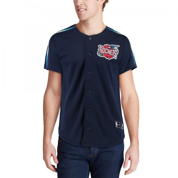 Рубашка с коротким рукавом Houston Rockets Mitchell & Ness Winning Team Mesh Button Front - Navy