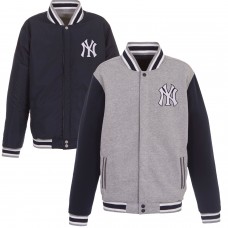 Кофта на кнопках New York Yankees JH Design Embroidered Reversible Fleece  - Gray