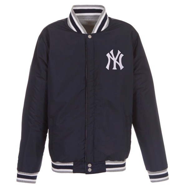 Кофта на кнопках New York Yankees JH Design Embroidered Reversible Fleece  - Gray