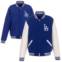 Куртка с кожаными рукавами Los Angeles Dodgers JH Design Reversible Fleece - Royal