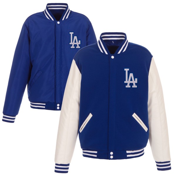 Куртка с кожаными рукавами Los Angeles Dodgers JH Design Reversible Fleece - Royal
