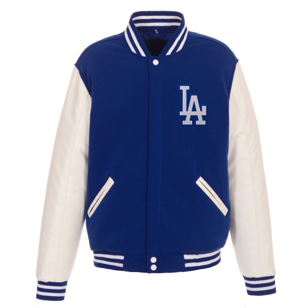 Куртка с кожаными рукавами Los Angeles Dodgers JH Design Reversible Fleece - Royal