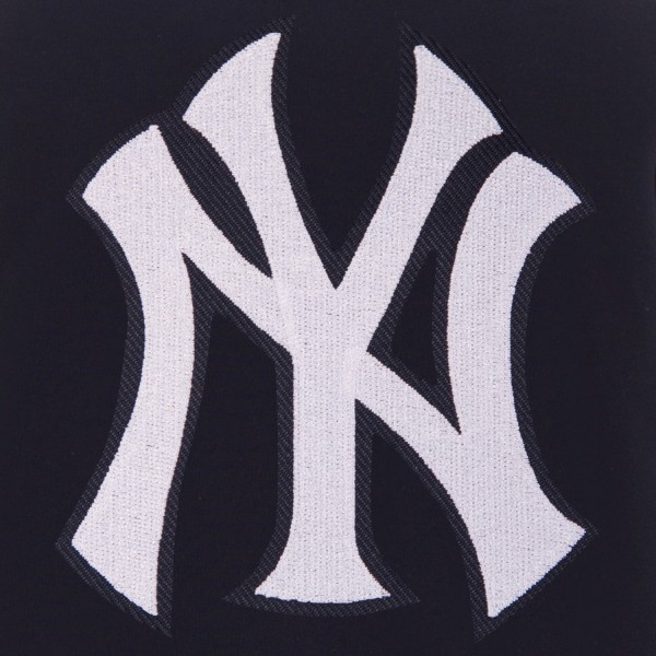 New York Yankees JH Design Navy Reversible Fleece Jacket with Faux Leather Sleeves