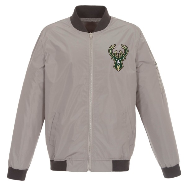 Куртка бомбер Milwaukee Bucks JH Design Lightweight Nylon - Gray/Charcoal