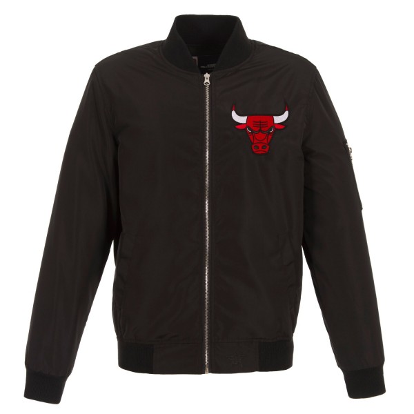 Бомбер на молнии Chicago Bulls JH Design Black Lightweight Nylon