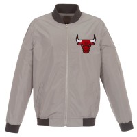 Бомбер на молнии Chicago Bulls JH Design Gray/Charcoal Lightweight Nylon