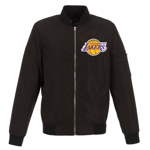Бомбер на молнии Los Angeles Lakers JH Design Lightweight Nylon - Black