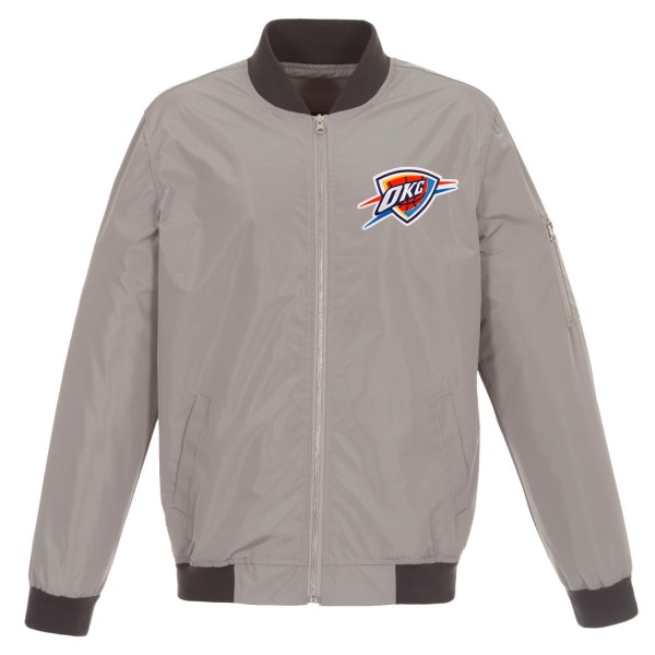 Бомбер на молнии Oklahoma City Thunder JH Design Gray/Charcoal Lightweight Nylon