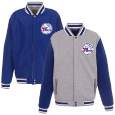 Куртка на кнопках Philadelphia 76ers JH Design Embroidered Logo Reversible Fleece - Gray/Royal