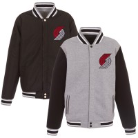 Куртка на кнопках Portland Trail Blazers JH Design Embroidered Logo Reversible Fleece - Gray/Black