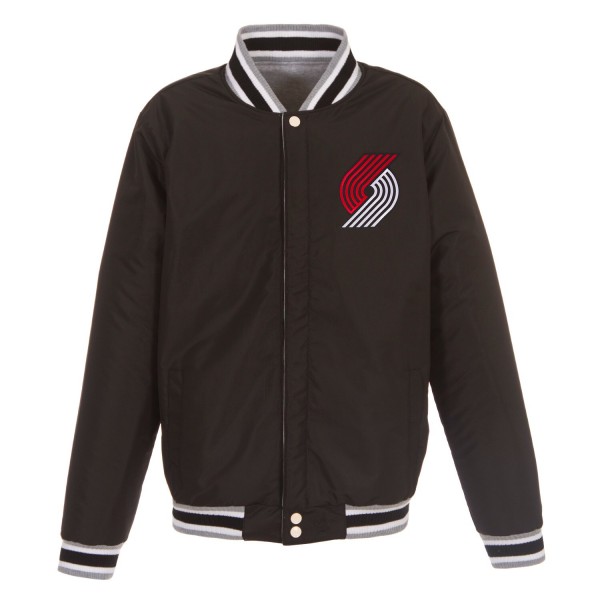 Куртка на кнопках Portland Trail Blazers JH Design Embroidered Logo Reversible Fleece - Gray/Black