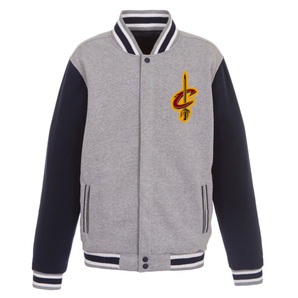 Куртка на кнопках Cleveland Cavaliers JH Design Embroidered Logo Reversible Fleece - Gray/Navy