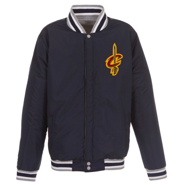 Куртка на кнопках Cleveland Cavaliers JH Design Embroidered Logo Reversible Fleece - Gray/Navy