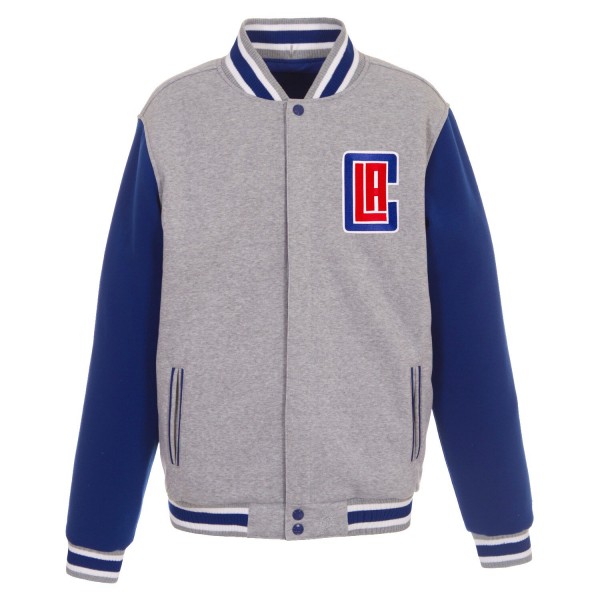 Куртка на кнопках LA Clippers JH Design Embroidered Logo Reversible Fleece - Gray/Royal