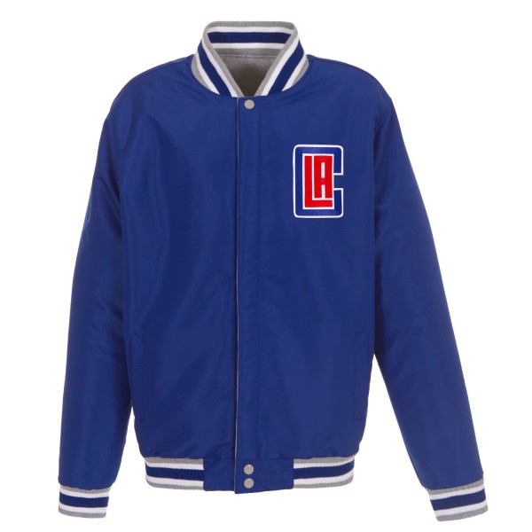 Куртка на кнопках LA Clippers JH Design Embroidered Logo Reversible Fleece - Gray/Royal