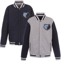 Куртка на кнопках Memphis Grizzlies JH Design Embroidered Logo Reversible Fleece - Gray/Navy