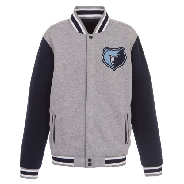 Куртка на кнопках Memphis Grizzlies JH Design Embroidered Logo Reversible Fleece - Gray/Navy