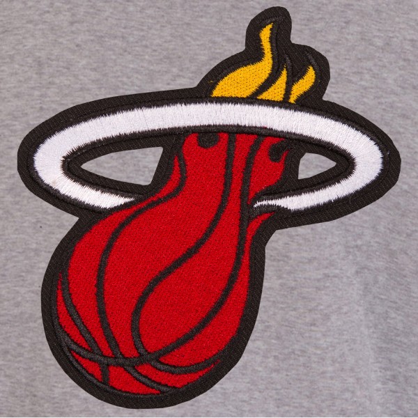 Куртка на кнопках Miami Heat JH Design Gray/Black Embroidered Logo Reversible Fleece