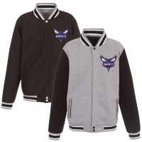 Куртка на кнопках Charlotte Hornets JH Design Embroidered Logo Reversible Fleece - Gray/Black