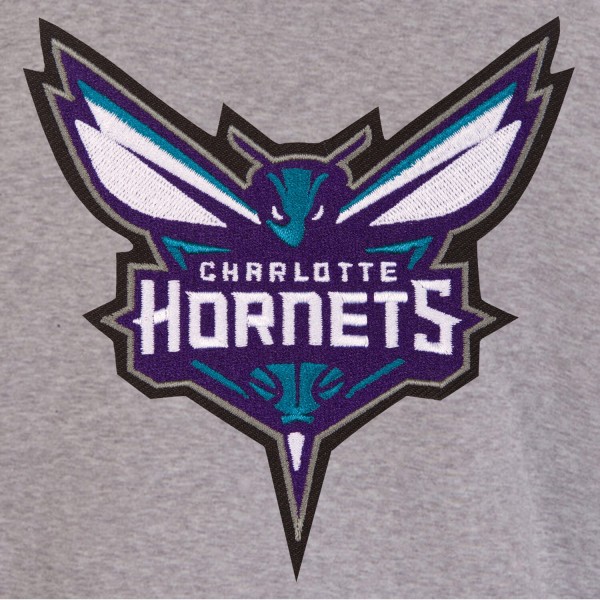Куртка на кнопках Charlotte Hornets JH Design Embroidered Logo Reversible Fleece - Gray/Black