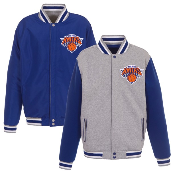 Куртка на кнопках New York Knicks JH Design Embroidered Logo Reversible Fleece - Gray/Royal
