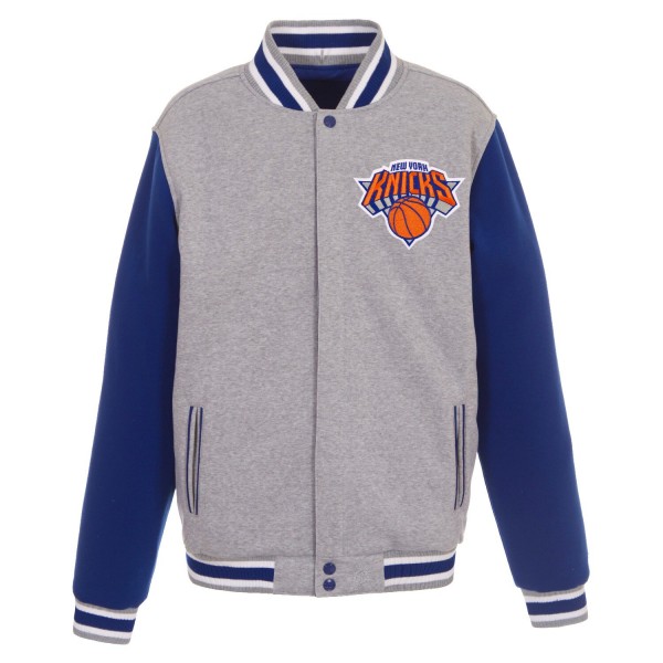 Куртка на кнопках New York Knicks JH Design Embroidered Logo Reversible Fleece - Gray/Royal