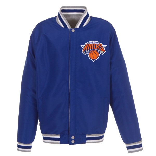 Куртка на кнопках New York Knicks JH Design Embroidered Logo Reversible Fleece - Gray/Royal