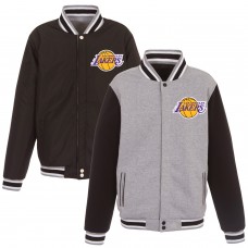 Бомбер Los Angeles Lakers JH Design Embroidered Logo Reversible Fleece - Gray/Black