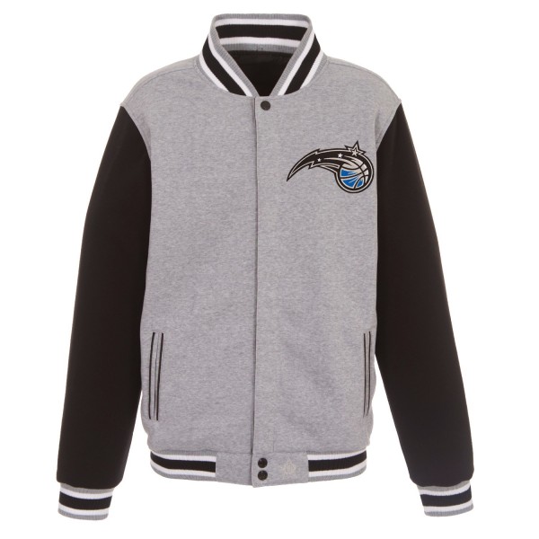 Куртка Orlando Magic JH Design Gray/Black Embroidered Logo Reversible Fleece