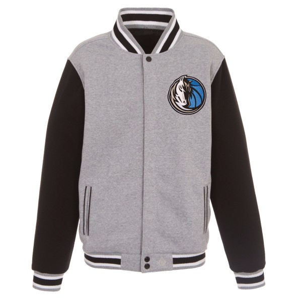 Куртка на кнопках Dallas Mavericks JH Design Embroidered Logo Reversible Fleece - Gray/Black