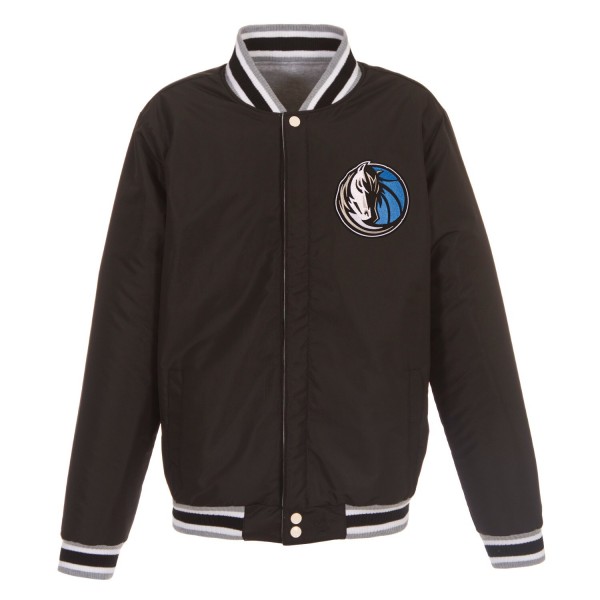 Куртка на кнопках Dallas Mavericks JH Design Embroidered Logo Reversible Fleece - Gray/Black